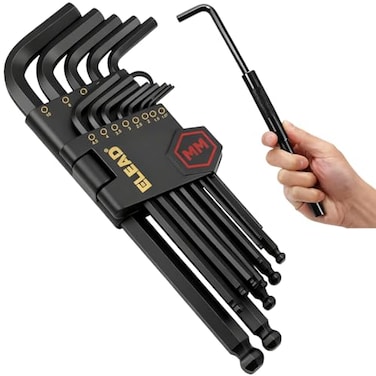 ELEAD 15Piece Metric Hex Key Allen Wrench Set with Extension Bar 12710 MM Long Arm Ball End Design HeatTreated S2 Steel