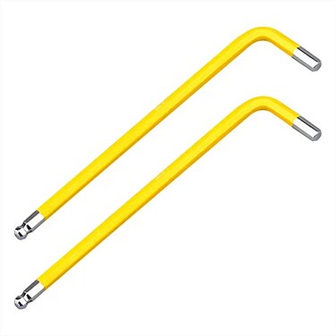 FOCMKEAS 2 PCS 4mm Ball End Hex Key Allen WrenchInternal Hexagonal Wrench L Shaped Long Arm S2 Steel Repairing ToolYellow