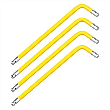 FOCMKEAS 4 PCS 4mm Ball End Hex Key Allen WrenchInternal Hexagonal Wrench L Shaped Long Arm S2 Steel Repairing ToolYellow