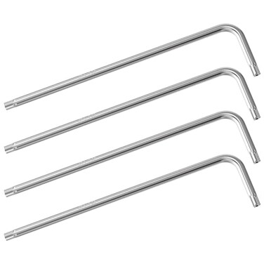 FOCMKEAS 4PCS T20 Long Tamper Proof Torx Key Bit Wrench Anti Tamper Star Screwdriver Security Bit Torque Repair Tool LShape Nickel Plated CRV Steel Extra Long Arm