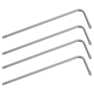 FOCMKEAS 4PCS T25 Long Tamper Proof Torx Hex Key Bit Wrench Anti Tamper Star Screwdriver Security Bit Torque Repair Tool LShape Nickel Plated CRV Steel Extra Long Arm