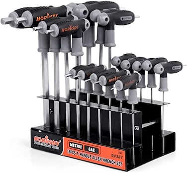 HORUSDY 18Piece THandle allen wrench set InchMetric Long Arm Ball End Hex Key Wrench Set MM15mm10mm SAE11638