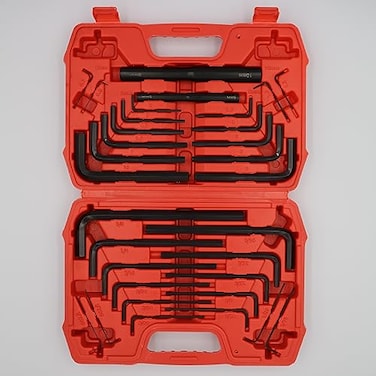 HUROFE 32Piece Hex Key Allen Wrench Set with Reinforced Handle InchMetric SAE 725038 inch MM0710 mm