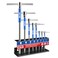 MTO Metric THandle Spinner Allen Key Wrench Set 8Piece 210mm 3Way Sliding Handle Spinning Sleeve CRV Steel Hex Wrench with Storage Rack for Motorcycle Car DIY