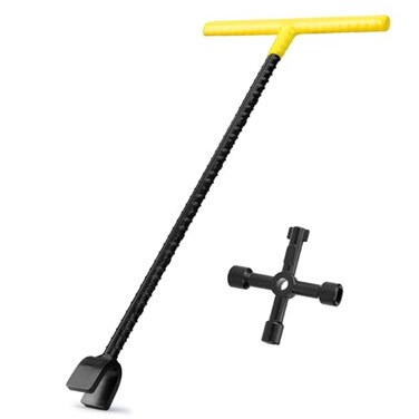 TFMUZERT Water Meter Key 16 Inch with 4Way Utility Key Thandle Water Shut Off Tool for Main Meter Valves