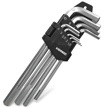 Viganoc Allen Hex Key Set 9Piece LShape Chrome Vanadium Steel 1510 mm