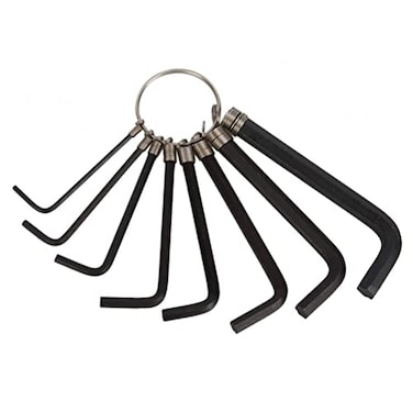 WIROJ 8pc L Shape Hex Key Wrench Set with Keychain Allen Wrench Bike Repair Tool Black 15mm6mm