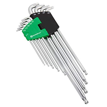 Powerbuilt 9 Piece Star Stubby Long Arm Ball End Hex Key Wrench Set Allen Hex Key Wrench Extra Long Arm Ball End size T10 to T50240101