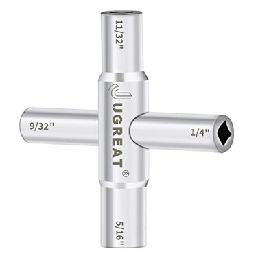 JUGREAT 4 Way Sillcock Water KeySteel MultiFunction Utility Key For Faucet SpigotsValves 1Pack