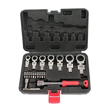 LSLANSOON 20 Pcs Flex Head Ratchet Wrench Set 8mm19mm Changeable Torx Head Wrench Ratchet Screwdriver Multi Tool Set with Case