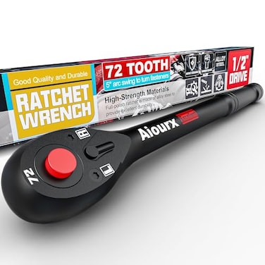 Aiourx 12 Drive Ratchet 72Tooth Ratchet Handle 11 Inch Quick Release Reversible Socket Wrench CRV Steel Mechanical Maintenance Automobile and Motorcycle Repair