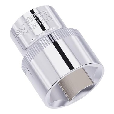 FOCMKEAS 24mm1516 Shallow Socket 38 Inch Drive 6Point Metric Heat Treated CRV Steel Short Sockets Full Polishing 13 Inch Length