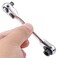 JUSTAUS 14 Inch Mini Double Headed Ratchet Wrench 72 Tooth Drive Socket and Screwdriver Bit Ratchet Set Rotator 5 Degrees Quick Install Release Ratchet Accessories Tool Silver