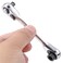 JUSTAUS 14 Inch Mini Double Headed Ratchet Wrench 72 Tooth Drive Socket and Screwdriver Bit Ratchet Set Rotator 5 Degrees Quick Install Release Ratchet Accessories Tool Silver