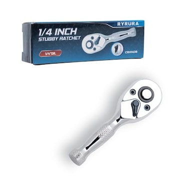 Ryrura 14 Inch Drive Stubby Ratchet Mini Ratchet Wrench14 Socket Wrench 72Tooth QuickReleaseReversibleChrome Vanadium Alloy Steel for Durability