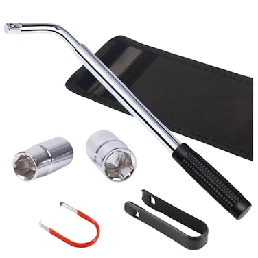LZLINYJLONG Telescoping Lug Wrench Heavy Duty 4 Way Tire Iron 13 to 20 Inch Extendable CRV with 1719mm and 2123mm Sockets Lug Nut Removal Tool with Storage Bag for Car SUV Truck Emergency Roadside