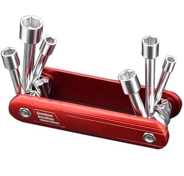 YIKANGHENG 6 In 1 Socket Wrench Sets 45 Carbon Steel Foldable Metric Multi Function Outter Hexagon Spanner Socket for Household and Repairing Metric