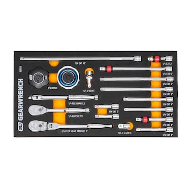 GEARWRENCH 18 Piece 14 90T Ratchet Drive Tool Set with EVA Foam Tray 86520