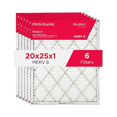 Frigidaire PureAir 20x25x1 MERV 8 Allergen Electrostatic Pleated Air Conditioner HVAC AC Furnace Filters 6 Pack exact dimensions 1981 X 2481 X 081