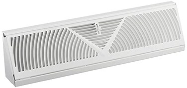 Rocky Mountain Goods 18Inch 3Way Baseboard Register Vent Diffuser White RoundFlow Design for Maximum Air Flow Smooth Air Adjust Lever Heavy Duty Steel Easy Install
