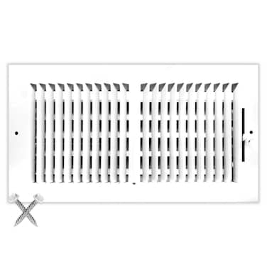 HVAC Premium 12 w X 4 h 2WayFlat Stamped Steel Vent Cover Grille Register Sidewall or Ceiling High Airflow White Outer Dimensions 1375 w X 575 h
