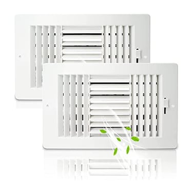 FanGoFast 2 Pack Air Vent Cover Ceiling Register Wall Vent 3Way Plastic Sidewall Ceiling Vent Covers Inlet wManual Adjuster for Home Office Bathroom Toilet 10x6 InchDuct Opening