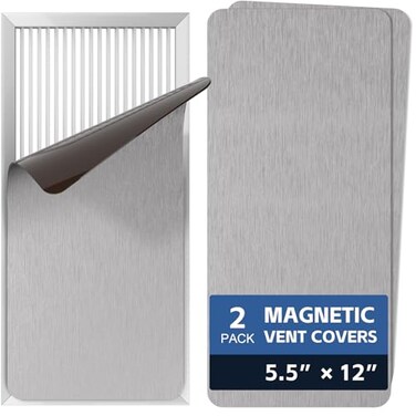 KLOLKUTTA 2 Pack Strongest Magnetic Vent Covers 55x12 Magnet Cover for Home Floor Wall Ceiling RV Registers Air Vent Decoration Covers Magnetic Sheets