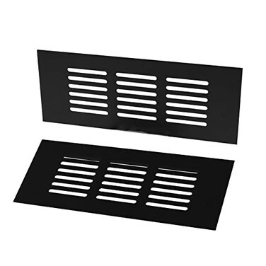 TTZEZE 2PCS Air Vent Cover Aluminium Alloy Rectangle Vent Covers for Home Wall Ceiling Floor Register Grille Register Ventilation Register Grille for Wardrobe Cabinet Bathroom Kitchen Black 60150mm