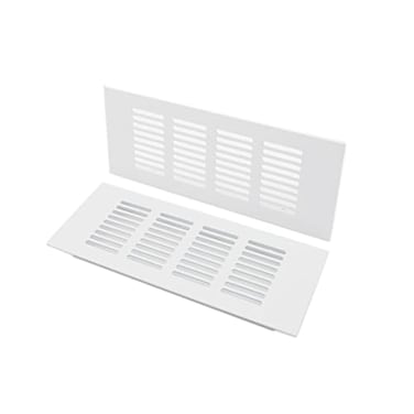 TTZEZE 2PCS Air Vent Cover White Aluminium Alloy Ventilation Grille Rectangle Metal Louvered Grill Cover for Wardrobe Stove Shoes Cabinet Sink Kitchen Bathroom Side Wall Ceiling and Floor Exhaust Vent