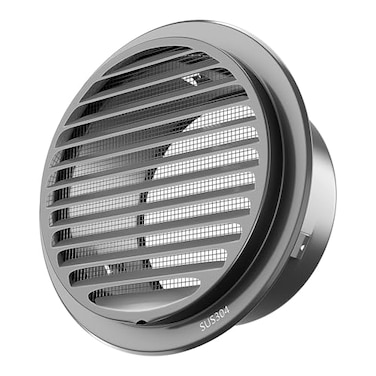 puunkeey 6 in Heavy Duty Thickened 304 Stainless Steel Air Vent Cover Louvered Grille Cover Vent Hood Flat Ducting Ventilation Air Vent Wall Air Outlet with Fly Screen Mesh for House 6inch150mm Flat B