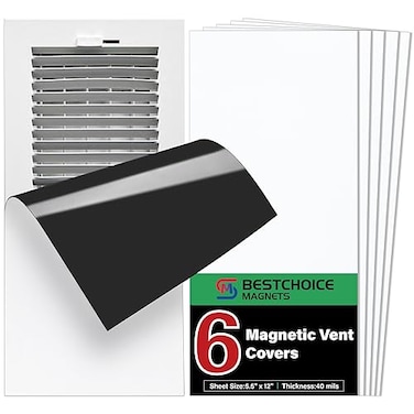 BEST CHOICE 6 Pack Magnetic Vent Covers Strong Vent Covers 55 X 12inch High Strength Magnetic Vent Cover for Floor Wall and Ceiling Registers Home HVAC and AC Vents