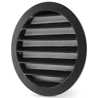 calimaero WSGB 6 Inch Black Round Metal Air Vent Grill Cover Flat Louver with Fly Screen Fits Only with Metal Ducts