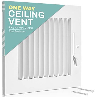 Home Intuition Ceiling Register Air Vent Covers for Home Ceiling or Wall 8X4 Inch Duct Opening 1Way White Grille Register Cover with Adjustable Damper for HVAC Heat and Cold Air Conditioner