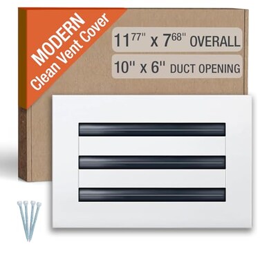 FA-STAR FASTAR Clean Modern AC Vent Cover 10 x 6 Duct Opening Cutout Decorative White Air Vent Standard Linear Slot Diffuser Register Grille for Ceiling Walls Floors All Aluminium