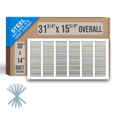 Handua Fits 30x14 Duct Opening Steel Return Air Grille by Vent Cover Grill for Sidewall and Ceiling White HVAC Cold Air Intake Grille Outer Dimensions 3175W X 1575H