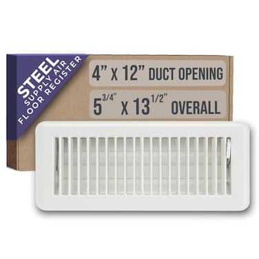 Handua Fits 4x12 and 12x4 Duct Opening Floor Register with Louvered Design by Heavy Duty Walkable Design with Damper Floor Vent Grille Easy to Adjust Air Supply Lever Off White