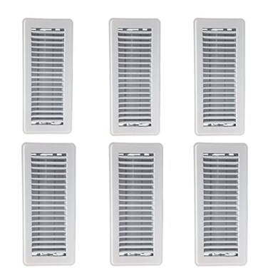 Hartford Ventilation 4 x 10 Floor Vent Covers White 6 Pack Heavy Duty Walkable Floor Registers Easy Adjust Air Vent Deflector Vent Covers for Home Reinforced BendProof Weld