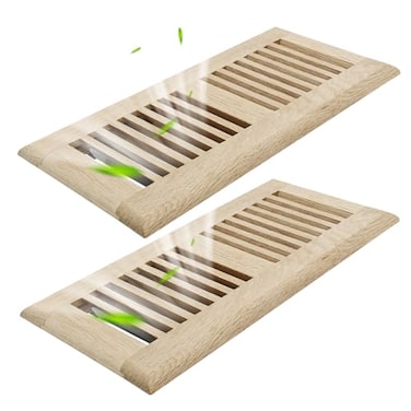 Howeall 2PC 4x10 Inch White Oak Wood Floor Register Vents Cover Drop in Register with Damper Wooden Vents Covers for Home Floor Unfinished White Oak