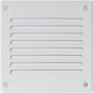 Repa Market 4 x 4 Inch Air Vent Cover White Galvanized Steel Louvered Grill Cover with Mesh Screen Wall or Ceiling Vent Durable Flush Mount HVAC Register for Indoor and Outdoor Ventilation