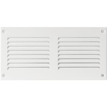 Repa Market 8x4 Inch Air Vent Cover White Galvanized Steel Louvered Grill Cover with Mesh Screen Wall or Ceiling Vent Durable Flush Mount HVAC Register for Indoor and Outdoor Ventilation
