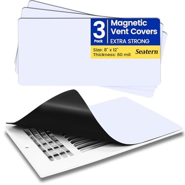 Seatern Magnetic Vent Covers Extra Strong Magnets White 8 x 12 3 Pack Ultra Thick 60mil Complete Seal Air Vent Covers for Home Floor Ceiling Wall Registers HVAC AC RV and Heater Vents