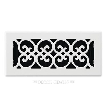 Decor Grates FS410WH Scroll Design Floor Register4x10 White