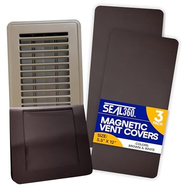 SEAL360 Magnetic Vent Covers 3Pack Pockets for Complete Seal 55 X 12 Brown for Floor Wall or Ceiling Vents and Air Registers for RV Home HVAC and AC Vents Vent Not Included