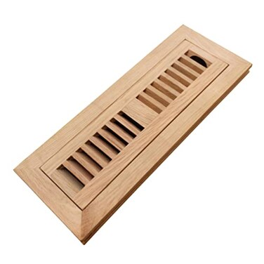 Homewell Oak Floor Register Flush Mount 2x10 Inch with Damper Unfinished