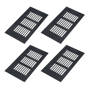 T Tulead Aluminum Alloy Rectangular Vent Air Vent Cabinet Matte Black Vent Grill 6x31x064PCS for CabinetWardrobeShoe Cabinet