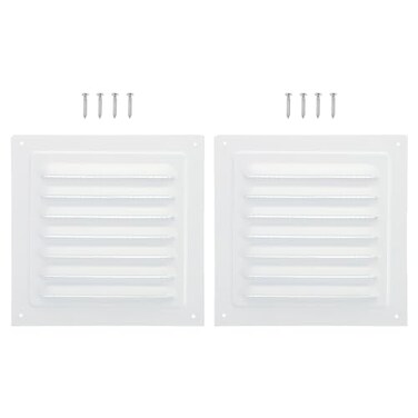 PATIKIL 6x6 Aluminum Gable Vent 2 Pack Exterior Wall Outlet Vent Cover HVAC Air Grille Louvered Screen Mesh for Kitchen Bathroom Ventilation