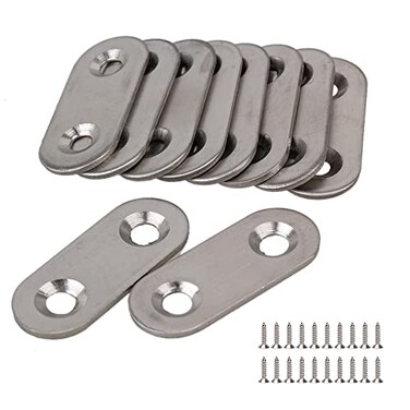 RDEXP 10pcs Stainless Steel Flat Corner Brace Brackets Mending Plates Repair Fixing Joining
