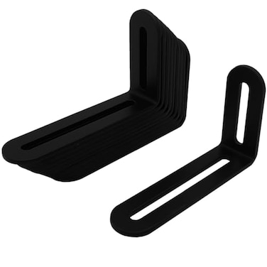 Jouray 10 Pcs Black 4 Inches Adjustable Metal L Shape Angle Bracket Corner Brace with SlottedJoint Right Angle Corner Brace Brackets for Fixing Wood FurnitureThickness 3mmMax Load 30LB