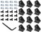 QIJINTRID 12Sets 2020 Series Aluminum Extrusion Black Connectors12 pcs 2020 Aluminum Profile Corner Bracketswith 24 pcs Sliding T Nuts and Screws for 2020 Extrusion Extrusion Profile Accessories