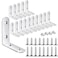 YIVCKOM 18Pack L Shape Corner Brackets Stainless Steel Metal Angle Braces for Wood Furniture Heavy Duty Black 2 inch Shelf Bracket with Long Screws for Household Project L Shape Silver